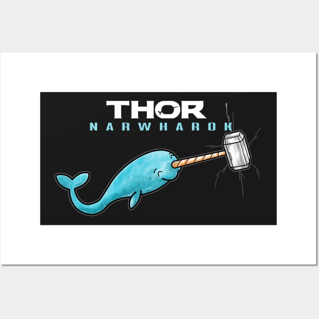 Hammer of Thor Narwharok Narwhal Funny Graphic Parody Wall Art by DesIndie